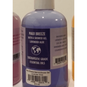 Purple bottle of Maui Breeze lavender shower gel