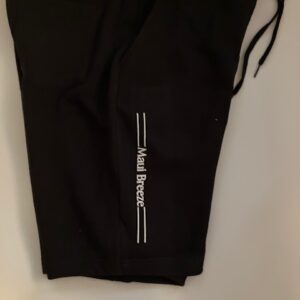 Black drawstring shorts with Maui Breeze text